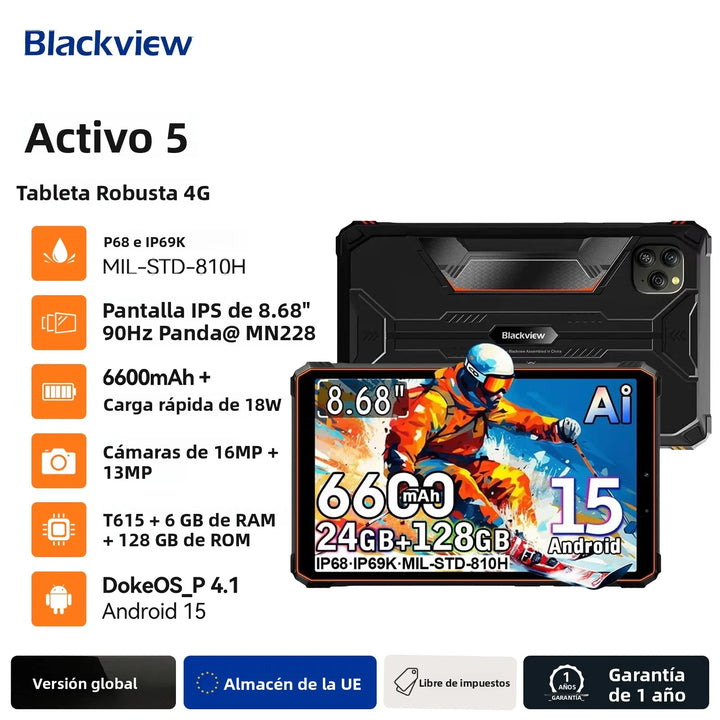 Tableta Resistente Blackview Active 5, Pantalla HD+ de 8.68&