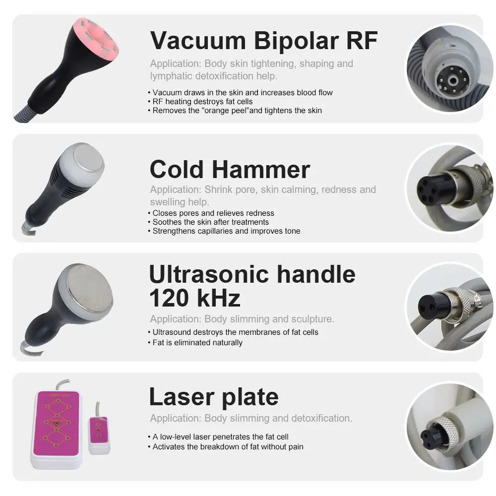 Máquina de Belleza 7 en 1 para Adelgazar el Cuerpo, Cavitación Ultrasónica de 120K, Pérdida de Peso, Rejuvenecimiento de la Piel, Eliminación de Celulitis, Lifting Facial