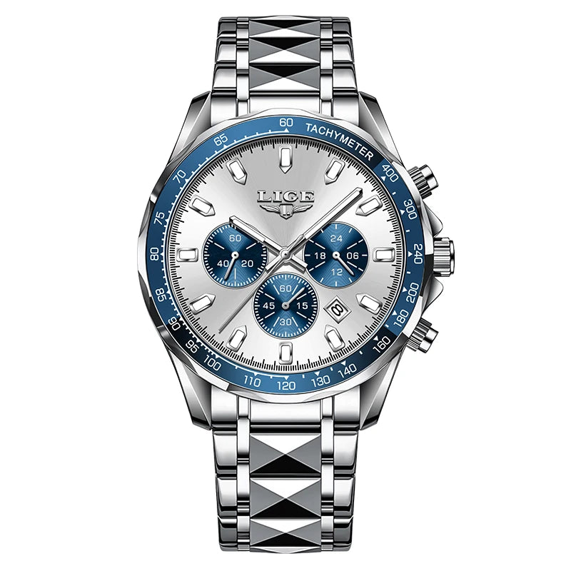 Nuevo reloj LIGE para hombre, reloj de cuarzo de negocios con calendario luminoso, reloj de pulsera de acero inoxidable resistente al agua de alta gama para hombre