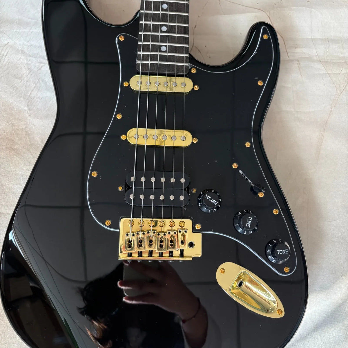 Diapasón de palisandro para guitarra estilo 2025, mástil de arce, herrajes dorados
