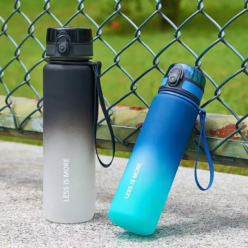 Botella de agua deportiva de gran capacidad de 1 litro, vaso de plástico de Color degradado, artículos para bebidas, viajes en la playa al aire libre, jarras portátiles para gimnasio y Fitness
