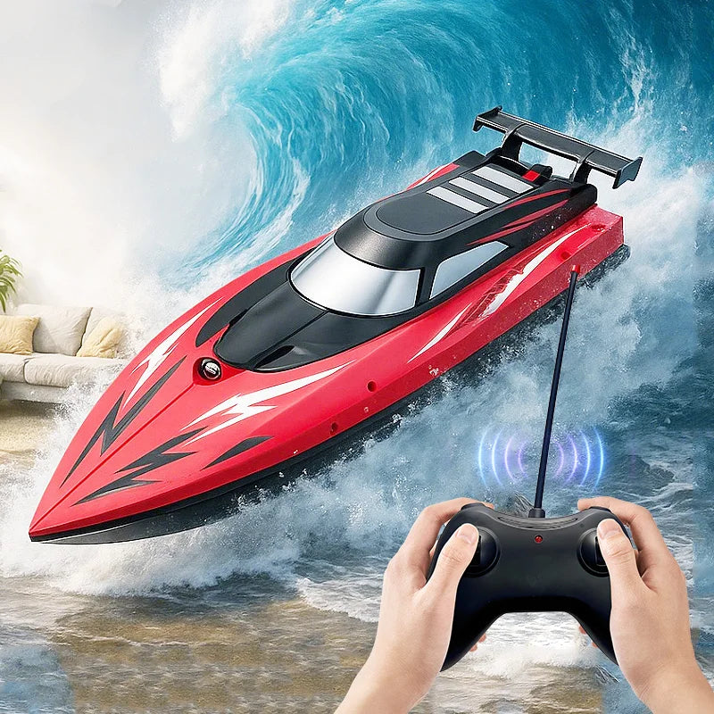 Lancha de control remoto de alta velocidad de 27 MHz | Barco de carreras acuático impermeable con doble motor, juguete para niños, regalo para exteriores y piscina