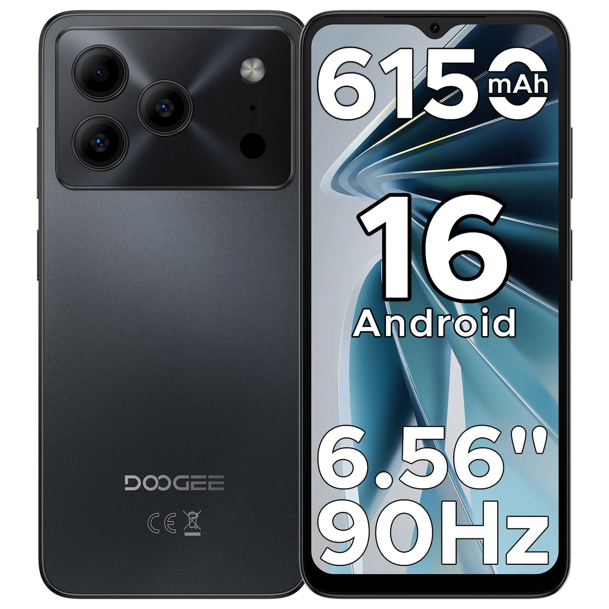 Smartphone DOOGEE Note 56, Android 16, batería grande de 6150 mAh, 24 GB de RAM (3+21), 64 GB de ROM, cámara de 8 MP, pantalla de 6,56'' a 90 Hz, teléfonos móviles