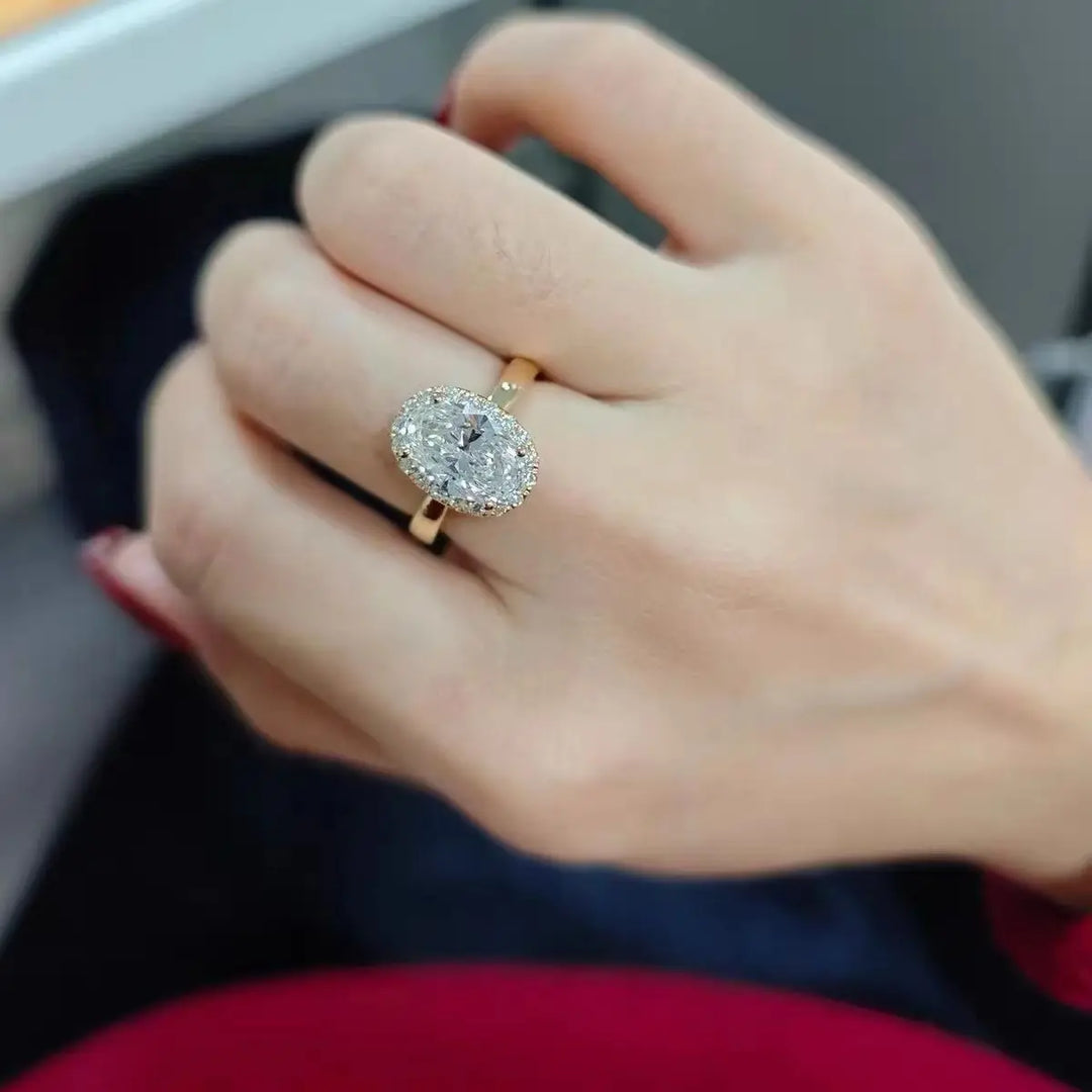 Anillo de Diamante Ovalado de Laboratorio de 5.0ct, Certificado IGI, E VS1, Anillo de Compromiso y Boda, Oro Sólido de 18K, Precio de Fábrica, Joyería Fina de Lujo