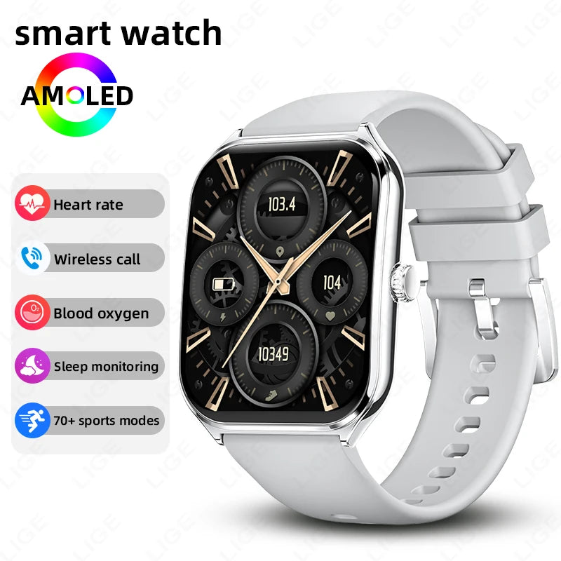 2026 New Ultra Thin SmartWatch Men 1.96"AMOLED Screen Always Show Time Heart Rate GPS Sport Waterproof Bluetooth Call Smartwatch