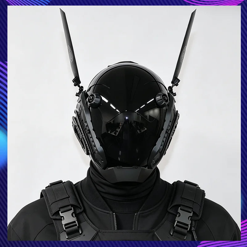 Máscara Cyberpunk de Cara Completa para Cosplay, Disfraz, Accesorio para Halloween, Festival de Música, Comic-Con, Juego de Rol, Máscara de Guerrero Mecánico de Ciencia Ficción