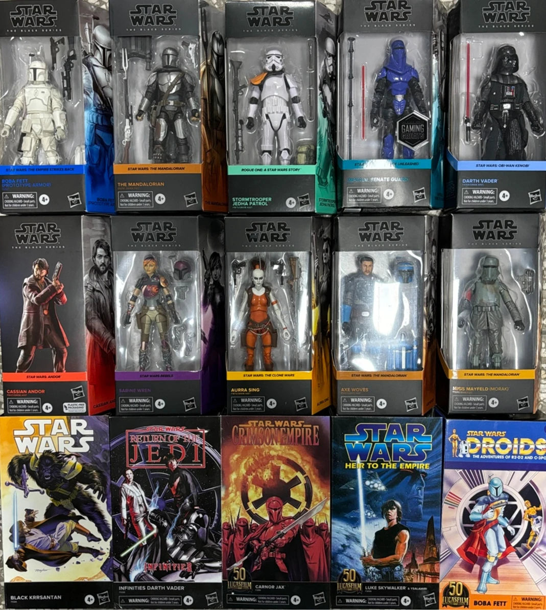 Hasbro Star Wars serie negra Obi-Wan Darth Vader Cal Kestis Boba Fett Luke Mandalorian figura de acción modelo juguete para regalo