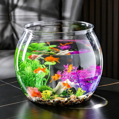 Pecera de plástico redonda transparente, acuario para peces dorados, macetero hidropónico, recipiente floral para centro de mesa, decoración del hogar