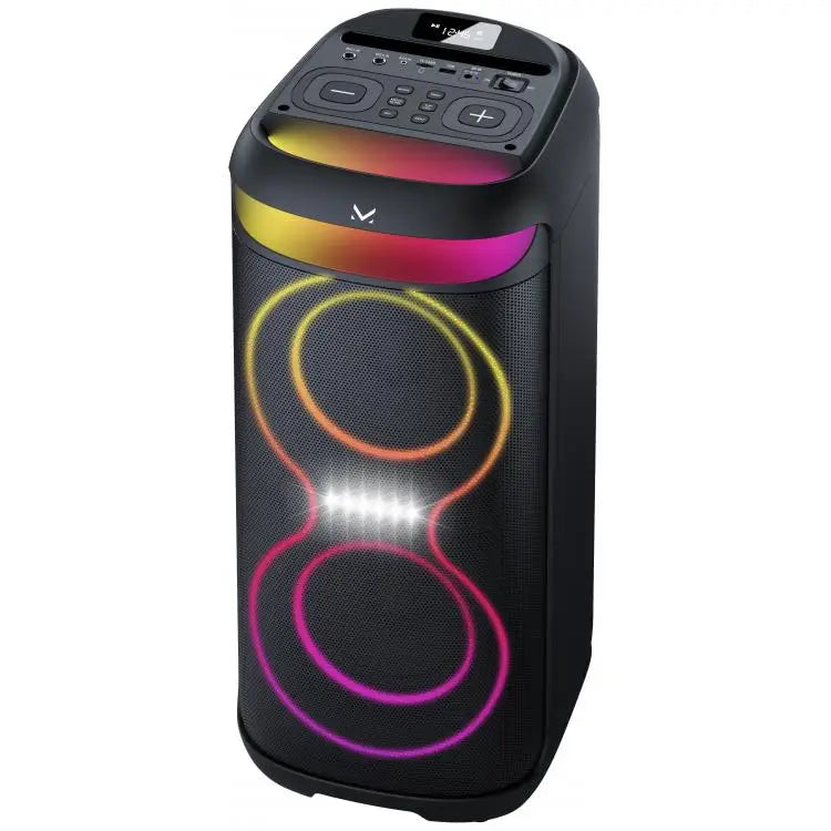 Altavoz de fiesta Audio inalámbrico 480W Majestic Fire 38 Bk Dual 6.5" Woofer Micrófono Mando a distancia Luces LED Echo Negro