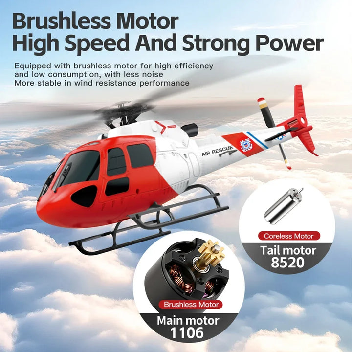 WLtoys K150 Little Squirrel AS350 Helicóptero RC sin escobillas de 4 canales con retención de altitud por presión y flujo óptico, avión RC de altura fija, juguete