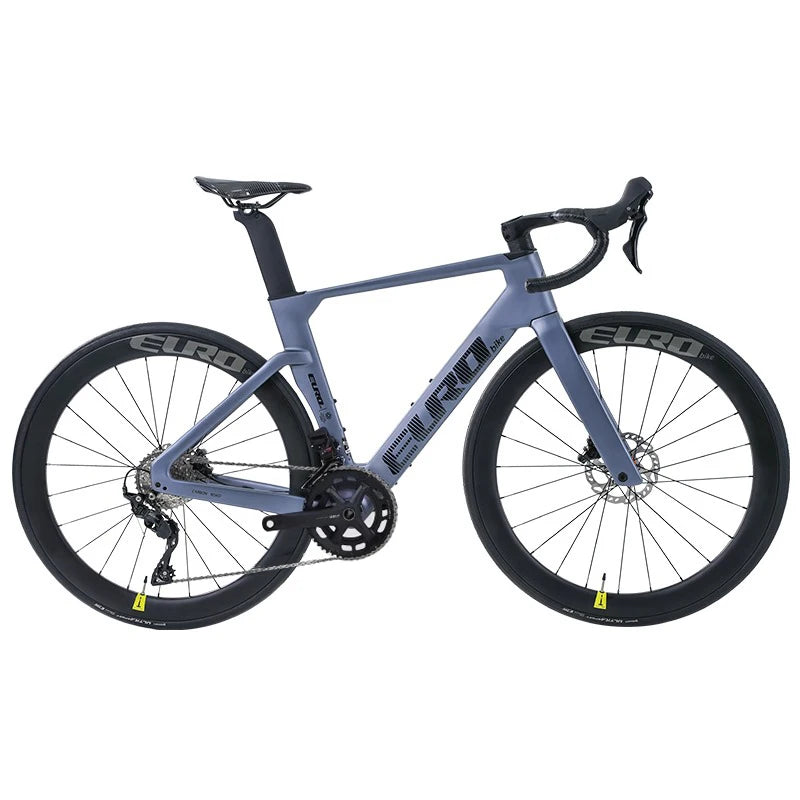 Bicicleta de carretera de fibra de carbono, grupo 105, 24 velocidades, frenos de disco hidráulicos, 8.8 kg, bicicleta de carretera para estudiantes, diseño aerodinámico, bicicleta de carreras con doble freno de disco