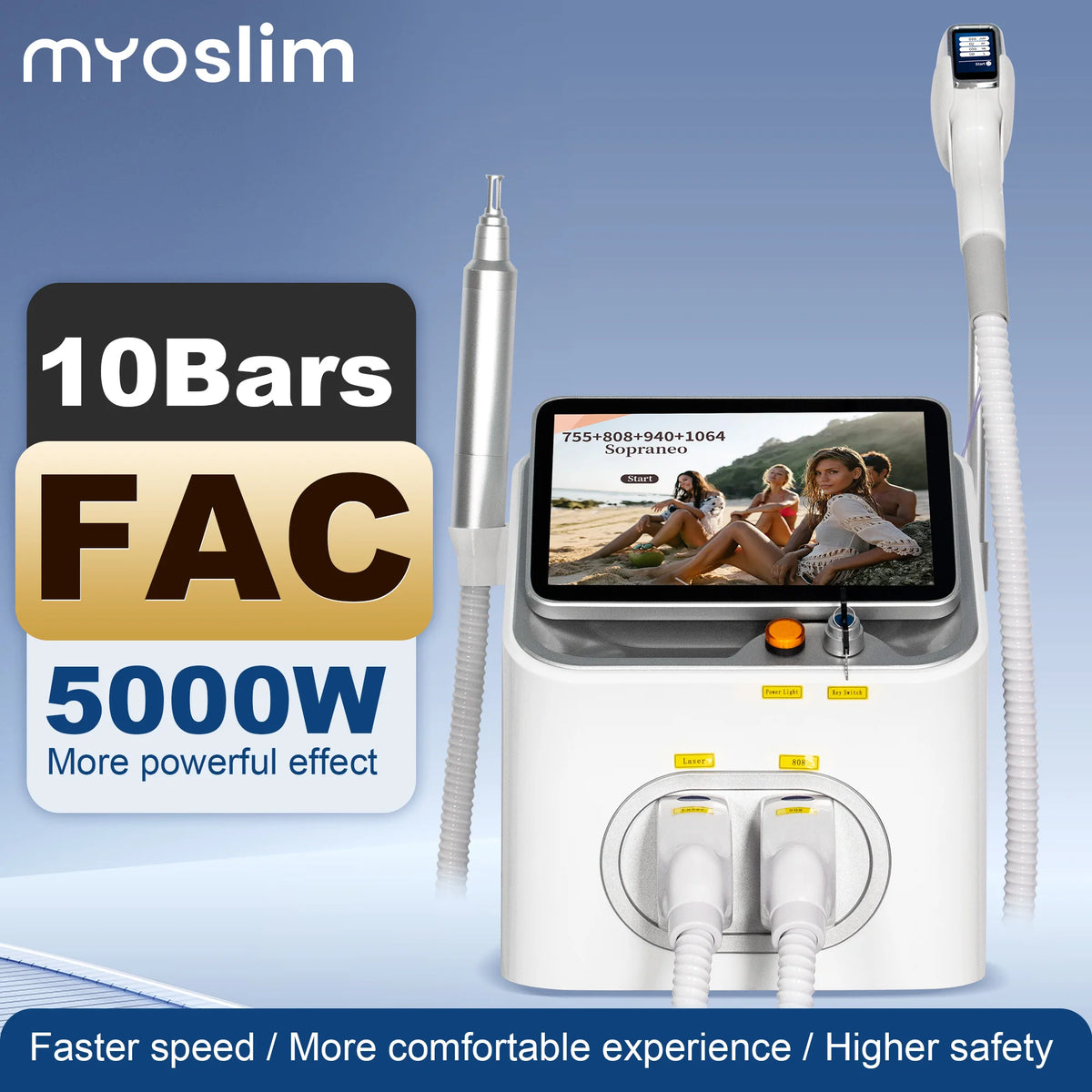 Máquina Profesional de Depilación Láser de Diodo 2 en 1 de 5000W, Máquina de Eliminación de Tatuajes con Láser de Picosegundos Qswitch ND YAG 1064NM, 4 Longitudes de Onda