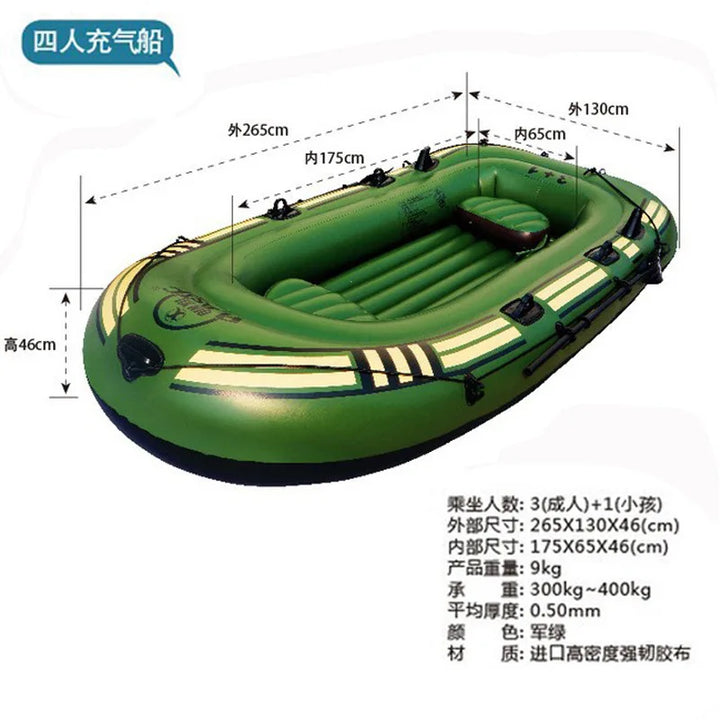 Bote inflable QINXU para deportes al aire libre, para 4 personas, reforzado, bote de goma, kayak, bote de pesca