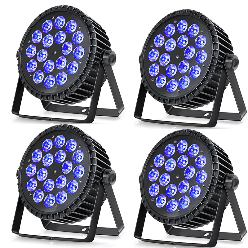 Luces de escenario LED 18x18W, foco LED PAR RGB+verde lima+ámbar+UV 6 en 1, iluminación de alta potencia tipo Par Can, luces DJ, estroboscópico, wash, DMX512