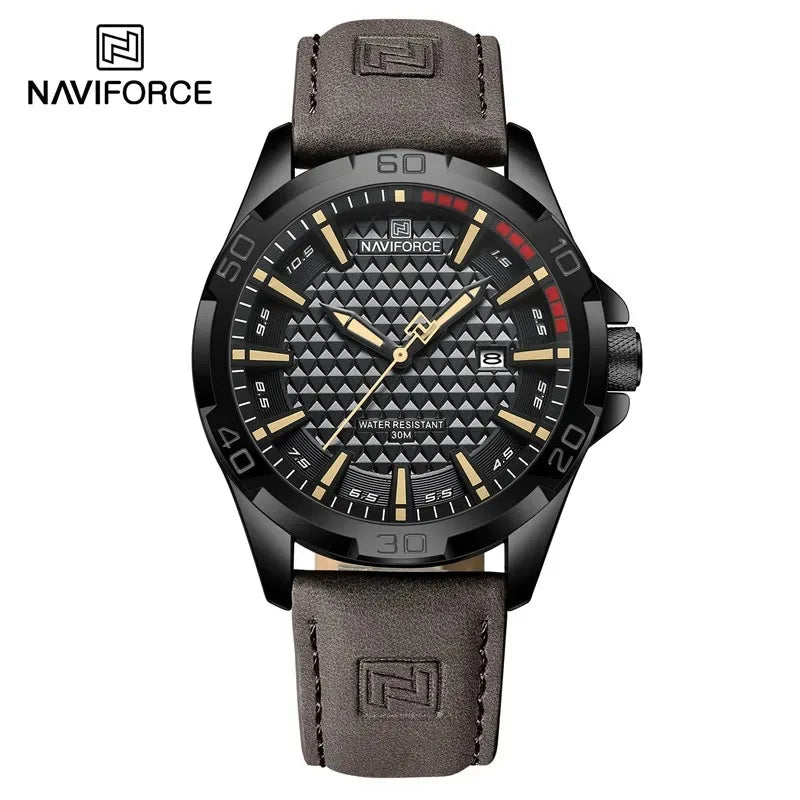Reloj de pulsera para hombre NAVIFORCE de alta calidad, popular, de cuarzo, estilo casual, deportivo, de lujo, para negocios, con correa de piel