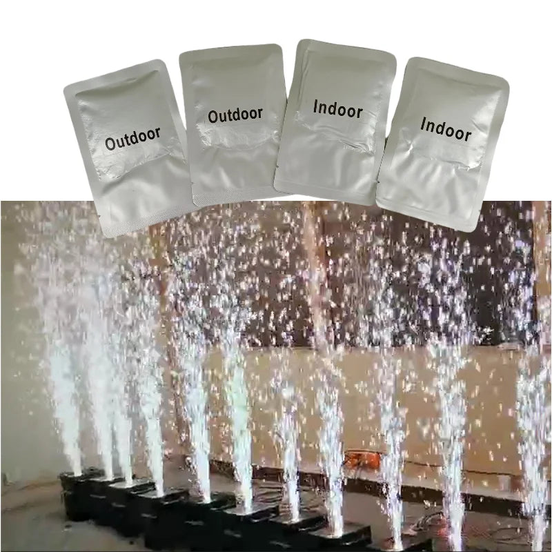 10 Bolsas de Polvo de Titanio de 200g para Máquina de Chispas Frías, Máquina de Chispas Frías DMX Remota de 750W 600W para Escenario, Conciertos, Navidad, Bodas, DJ, Fuegos Artificiales Fríos, Consumibles para Interiores