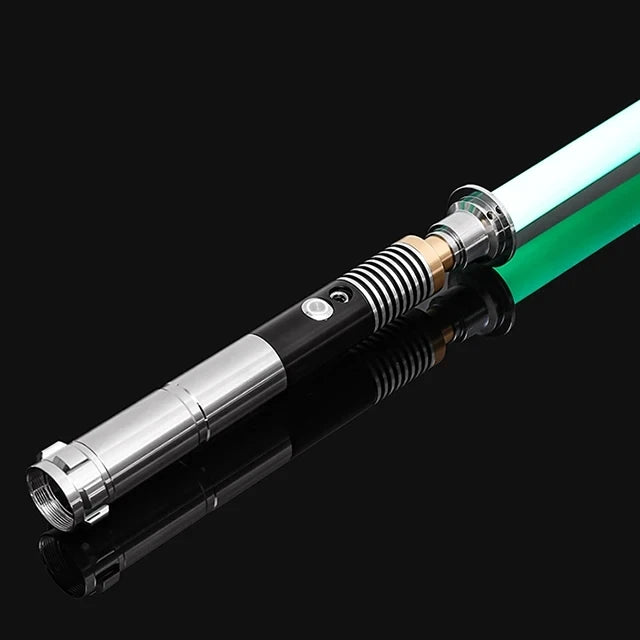 Sable de luz RGB 16 colores con mango de metal, doble filo, sonido para duelo pesado, dos en uno, juguete de utilería para cosplay y escenario