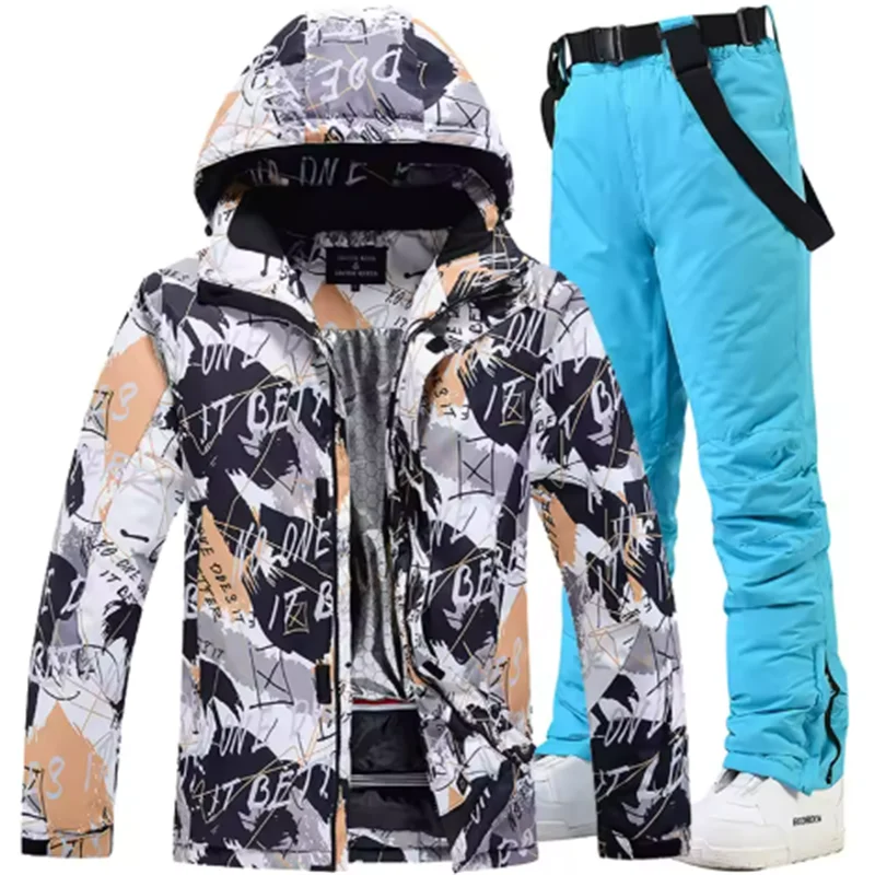 Traje de esquí colorido y cálido para hombre, ropa de snowboard, chaquetas de invierno, pantalones para hombre, ropa impermeable, disfraces de nieve,-30