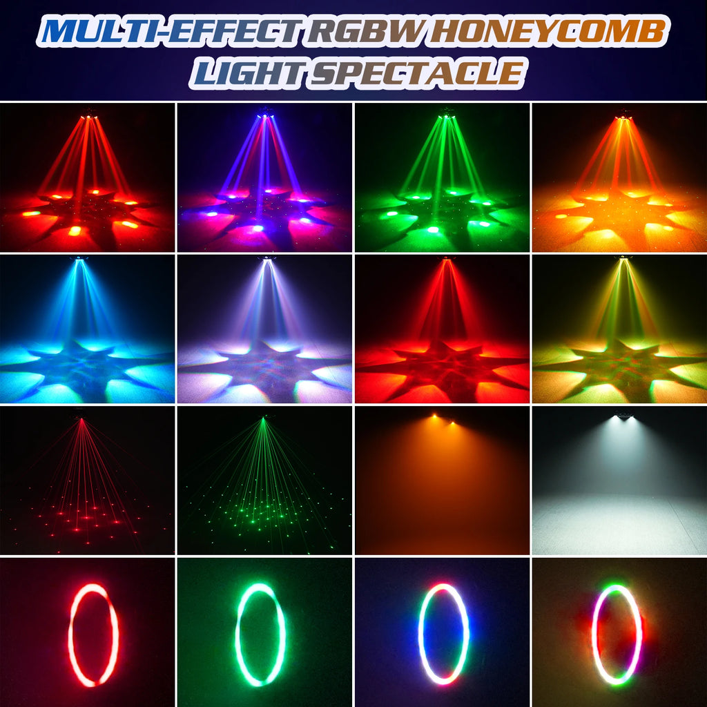 Rudderstar 150W Luces Móviles Bee Eye de 6 Brazos con Efecto de Haz RGBW, Luces Láser LED, Proyector de Iluminación para Escenario, Luz para Fiestas DJ