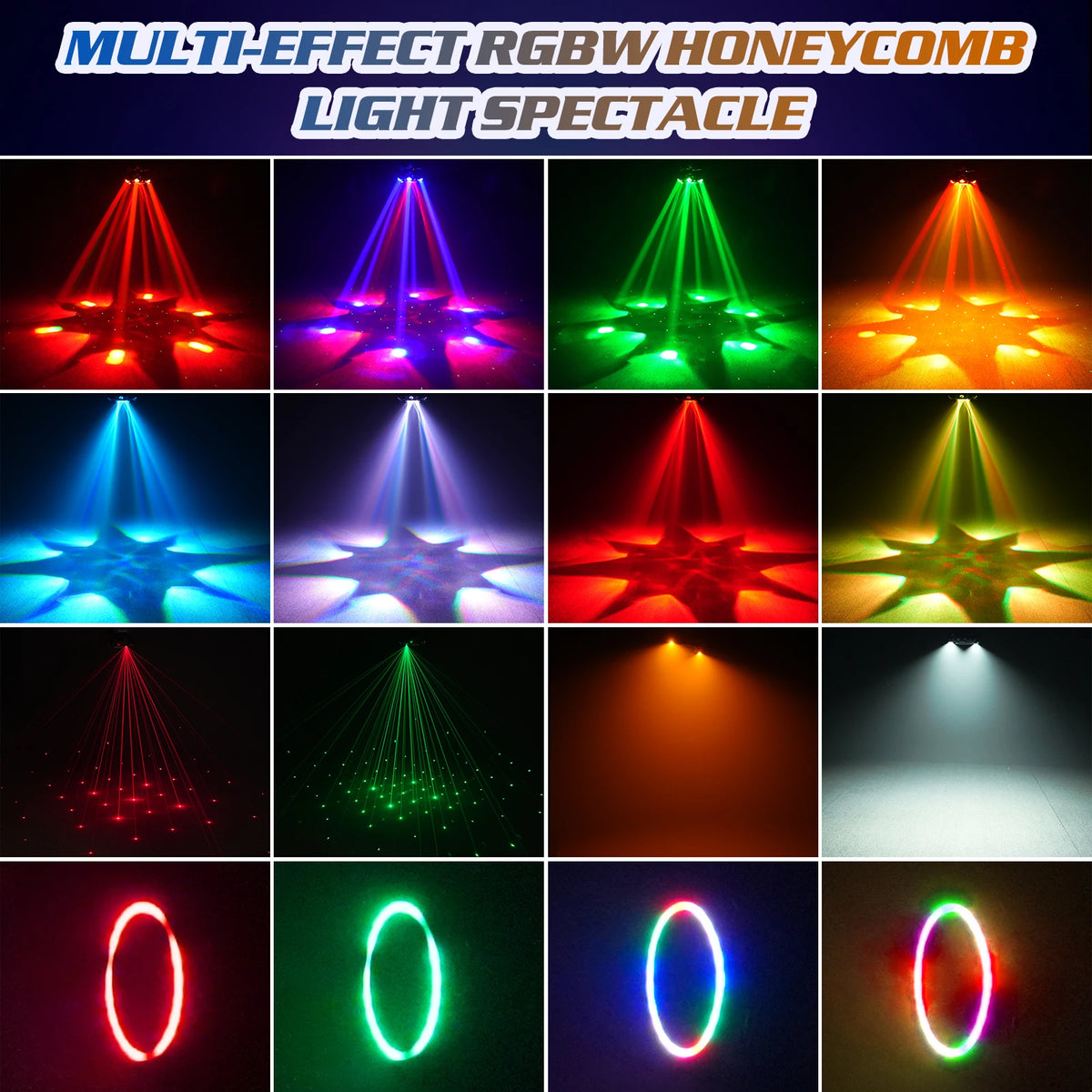 Rudderstar 150W Luces Móviles Bee Eye de 6 Brazos con Efecto de Haz RGBW, Luces Láser LED, Proyector de Iluminación para Escenario, Luz para Fiestas DJ