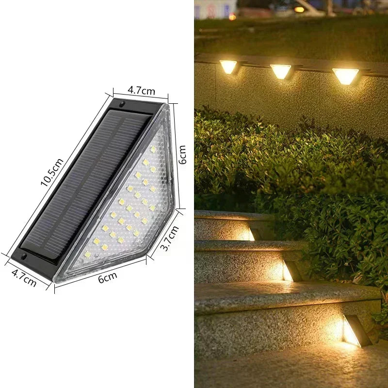 Luces solares para exteriores, lámparas para escaleras LED blanco cálido, luz para peldaños impermeable IP65, para jardín, pasarelas y caminos de escaleras