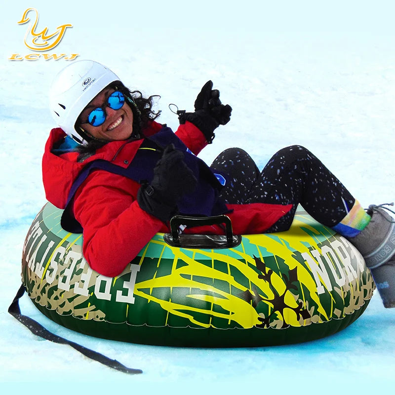 Tubo de nieve inflable de 110 cm con asa, círculo de esquí duradero para niños y adultos, trineo flotante engrosado para esquiar en la nieve