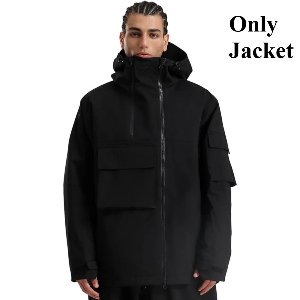 Chaquetas de snowboard con bolsillo súper grande para hombre, abrigos de esquí holgados y transpirables, Tops de invierno Unisex con aislamiento impermeable, Sudadera con capucha con cremallera
