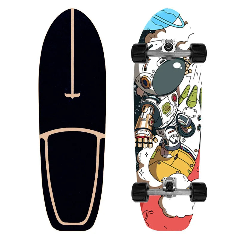 Patineta Profesional de Surf sobre Tierra de 32'' con Ejes de PU CX4, Tabla de Madera de Arce Multicapa sin Descenso para Niños y Adultos, Ideal para Principiantes y Práctica de Esquí