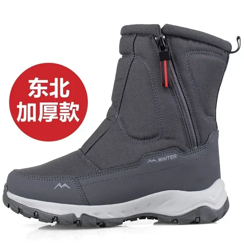 Botas de invierno para hombre, botas de nieve cálidas a media pantorrilla, zapatos cálidos para hombre, botas de invierno de felpa gruesas para hombre y mujer, zapatos de algodón