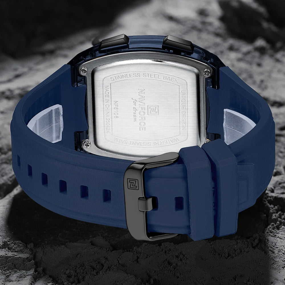 Reloj deportivo para hombre NAVIFORCE de lujo, marca líder, con alarma, cronómetro, pantalla digital LED, retroiluminación y resistente al agua.