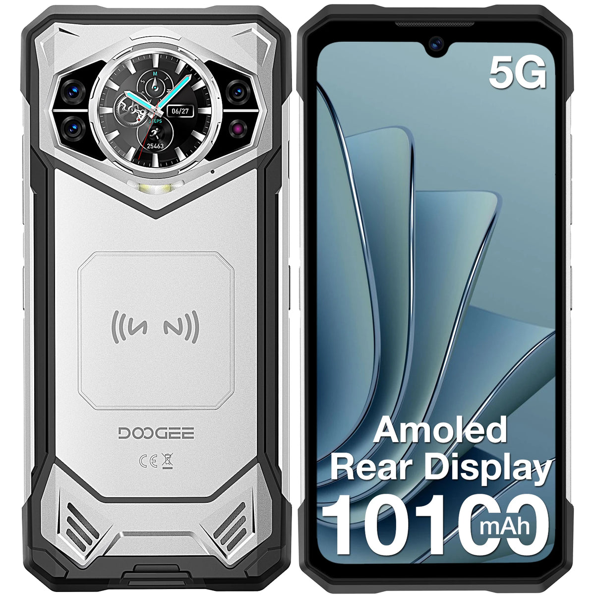 Smartphone resistente DOOGEE S200 48GB + 256GB Dimensity 7050 Pantalla de 6.72" 120Hz Cámara de 100MP Batería de 10100mAh NFC Android 16