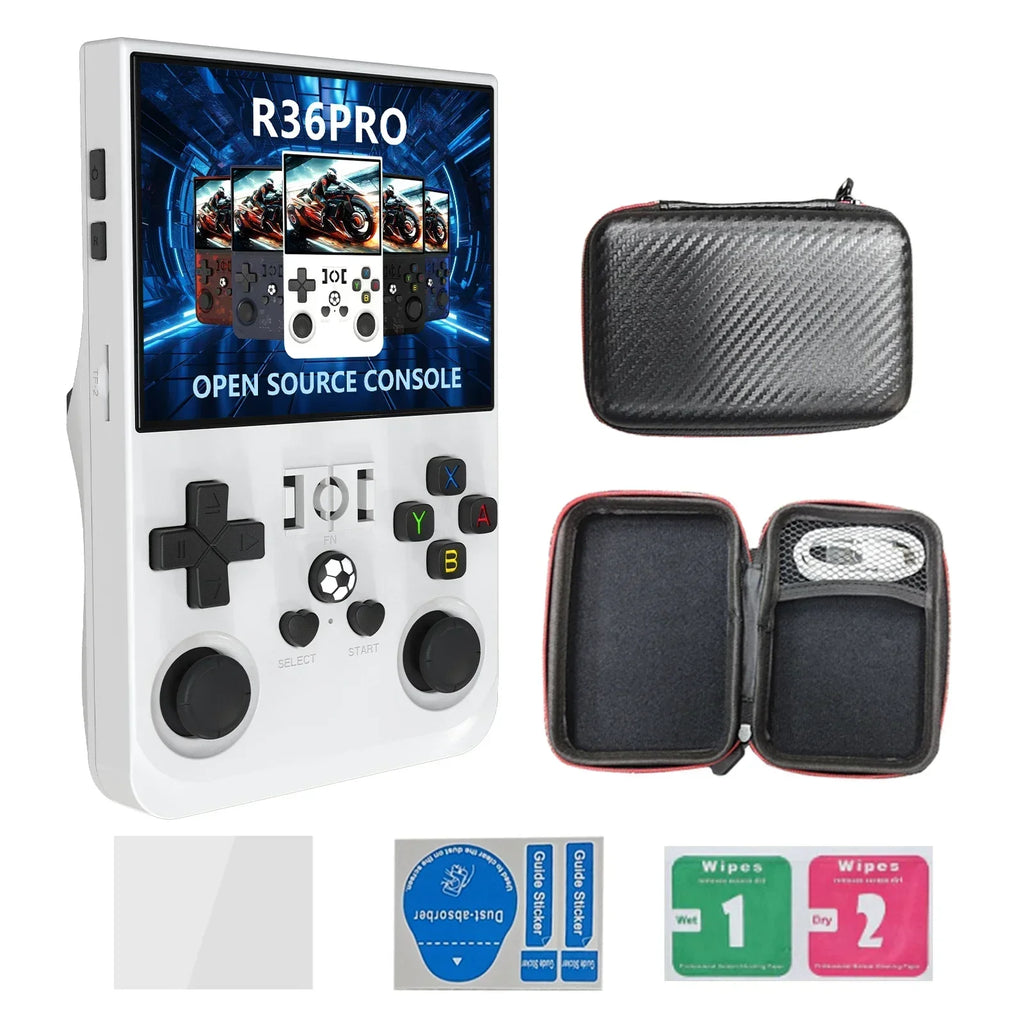 Consola de juegos portátil retro R36PRO, sistema Linux, pantalla IPS de 3,5 pulgadas, reproductor de video de bolsillo portátil, doble joystick, 64 GB 128 GB juegos