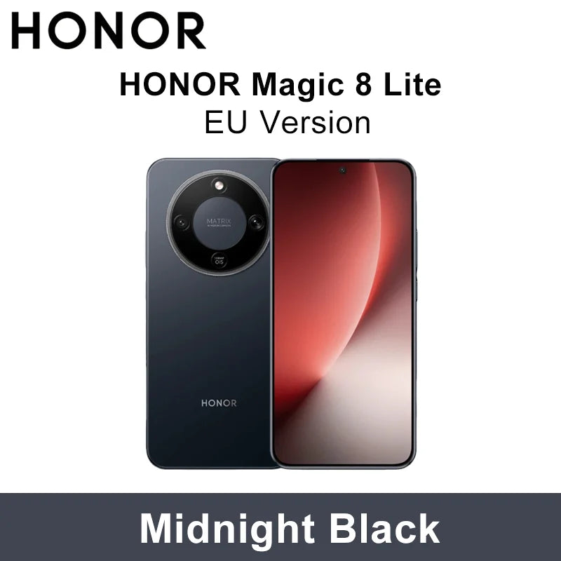 Smartphone HONOR Magic 8 Lite versión UE 5G, Snapdragon 6 Gen4, resistencia a caídas de 2,5 m, resistencia al polvo IP69K, 7500 mAh, 108 MP, OIS, IA, eSIM