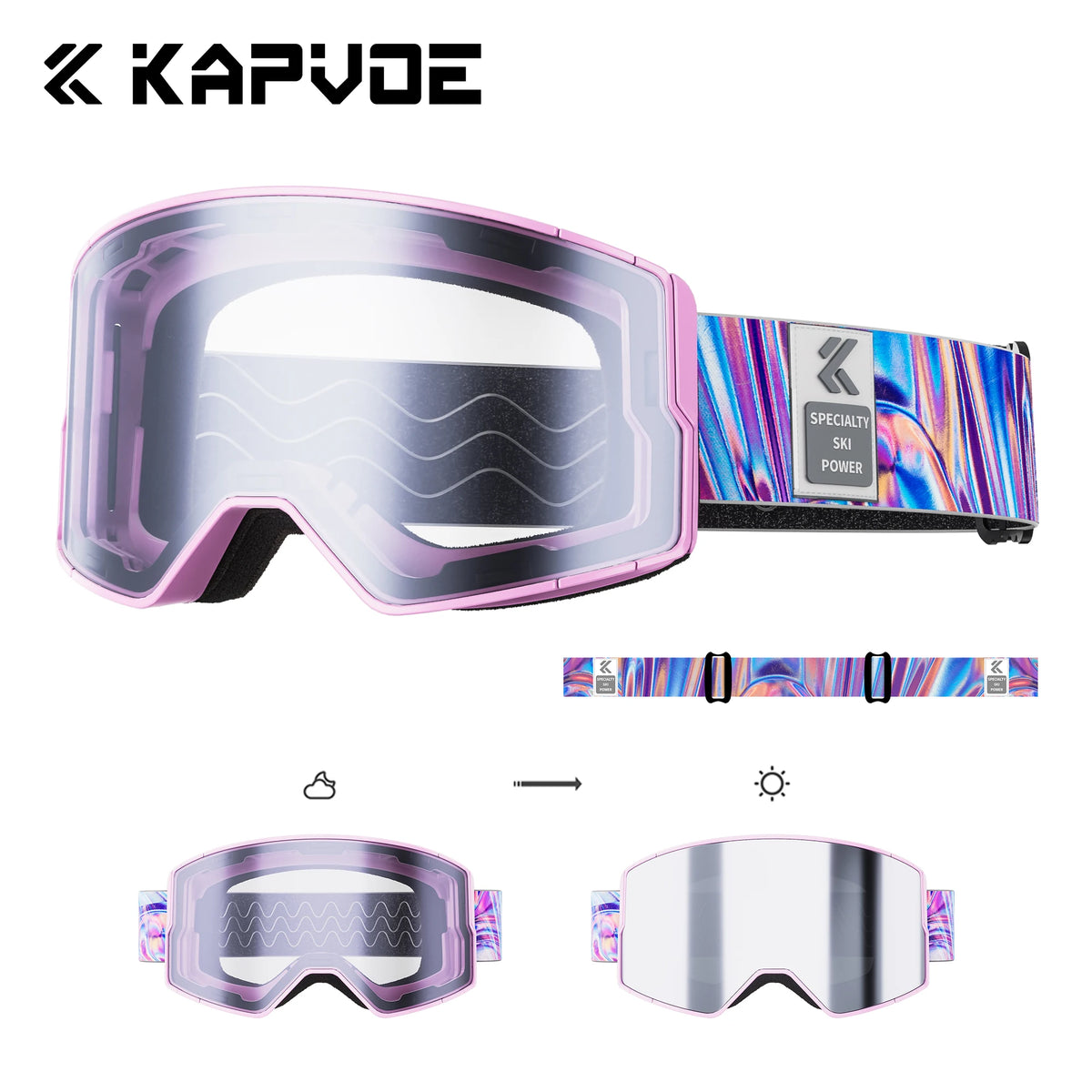 Kapvoe, nuevas gafas de esquí para hombre, máscara antiniebla para Snowboard, gafas de nieve fotocromáticas para mujer, gafas de protección UV400, gafas de invierno para moto de nieve