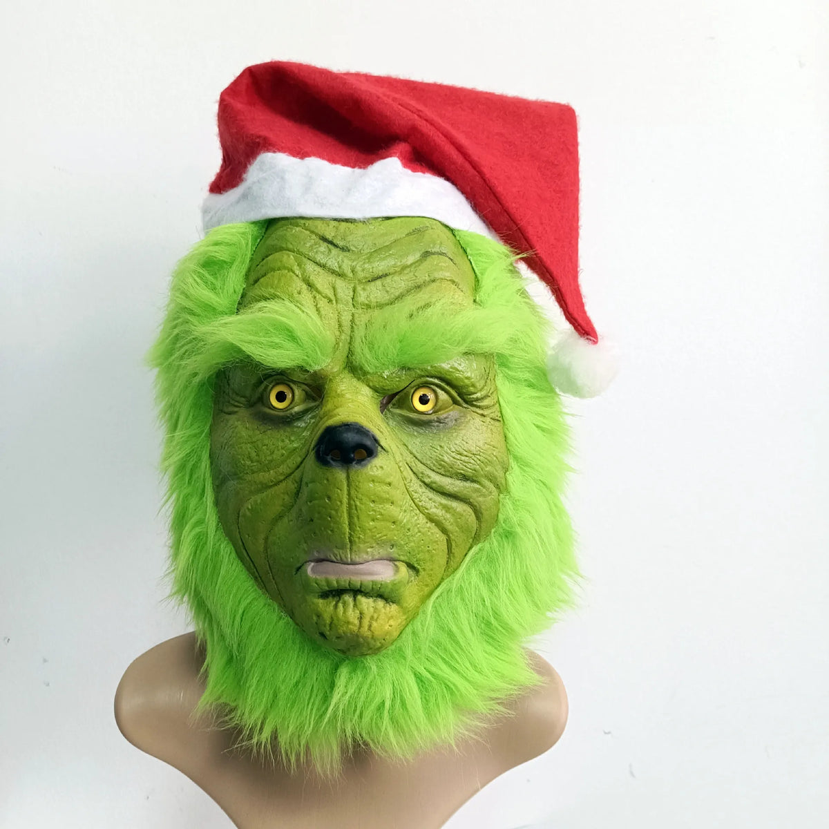 Máscara de monstruo de pelo verde, máscara de Cosplay de monstruo de piel verde, máscara de Halloween, guante de látex de Anime, máscaras Grinch verdes