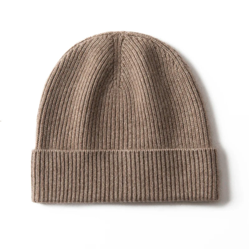 MERRILAMB Gorro de Cachemira Natural para hombre, gorro de punto informal suave y cálido para invierno, gorros acanalados de Color sólido para otoño