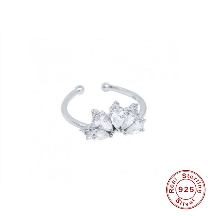 Anillos de oro macizo ROXI con corona abierta de 18K/24K para mujer, anillo de boda ajustable, joyería de compromiso de Plata de Ley 925