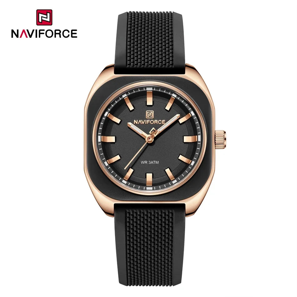 NAVIFORCE Fashion Quartz Watches For Women Comfort Silicone Band Ladies Daily Waterproof Casual Wristwatch Female Timepiece Gift