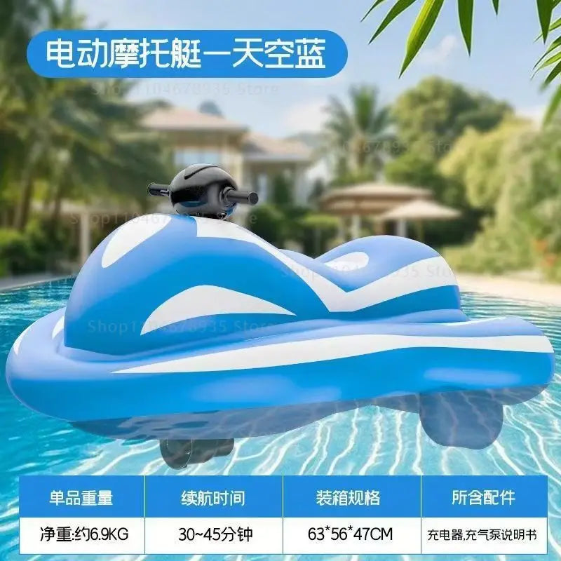 Jet Ski eléctrico para adultos, moto acuática motorizada inflable con diseño de seguridad para niños