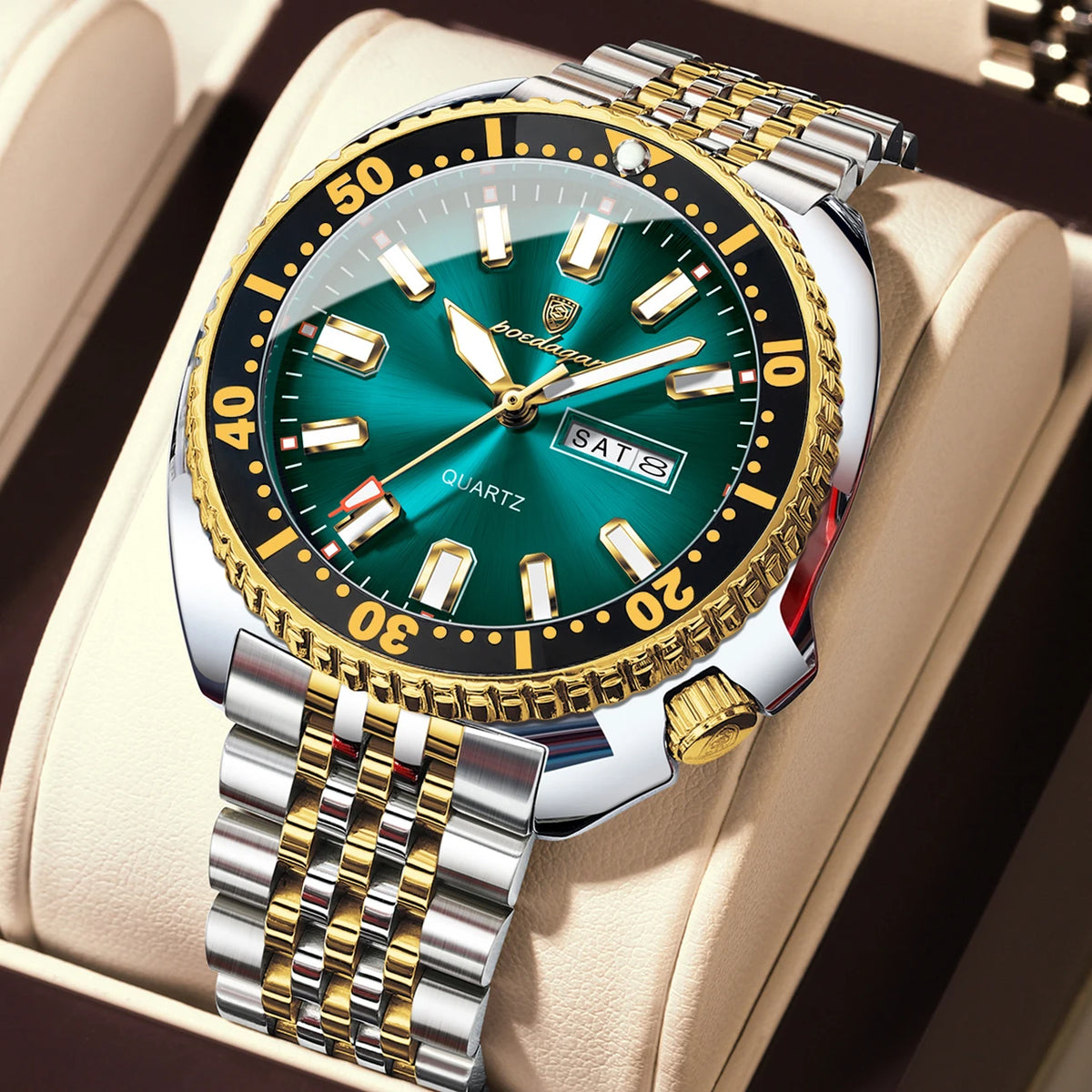 Reloj de cuarzo para hombre POEDAGAR, de lujo, para negocios, con fecha, día, resistente al agua y luminoso, reloj de pulsera deportivo de acero inoxidable