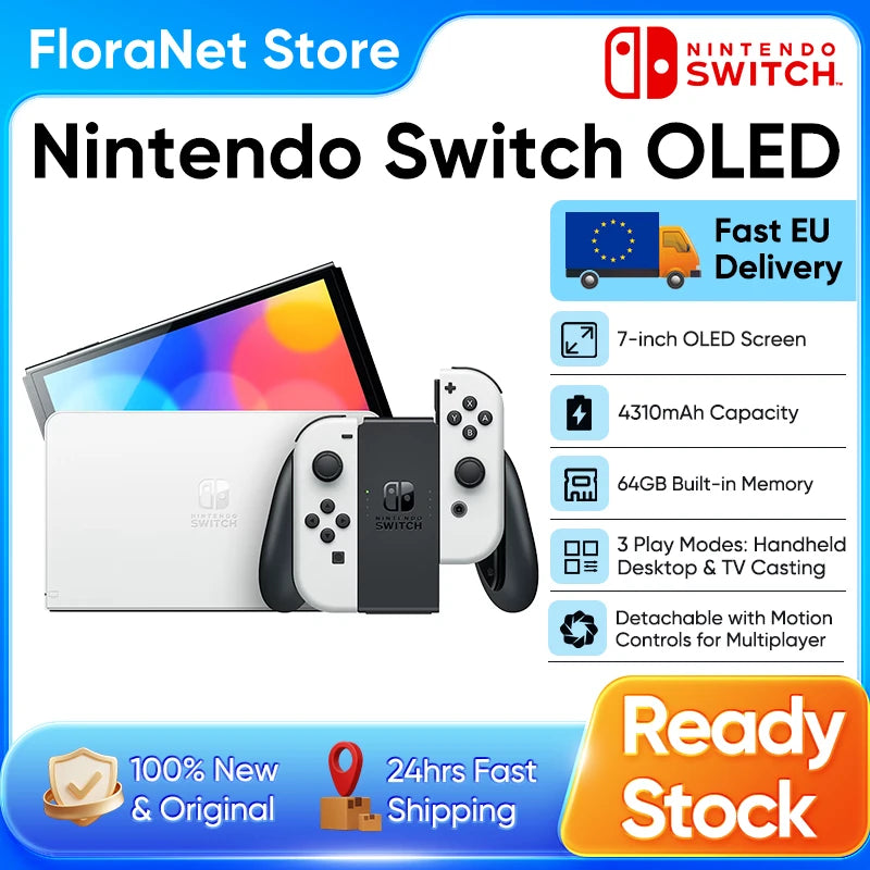 Nintendo Switch Modelo OLED Pantalla de 7 pulgadas Joy‐Con Mango Audio mejorado Consola ajustable Modo de TV estable Videojuego