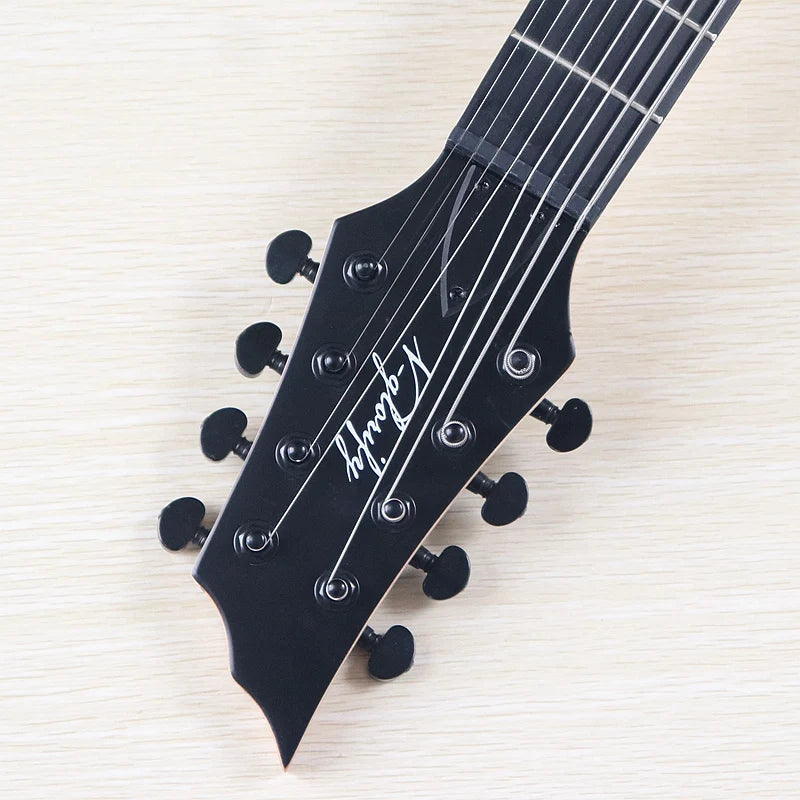 Guitarra eléctrica de 8 cuerdas, 39 pulgadas, cuerpo de madera maciza de okoume, mástil de arce canadiense, acabado mate, alta calidad, color negro.