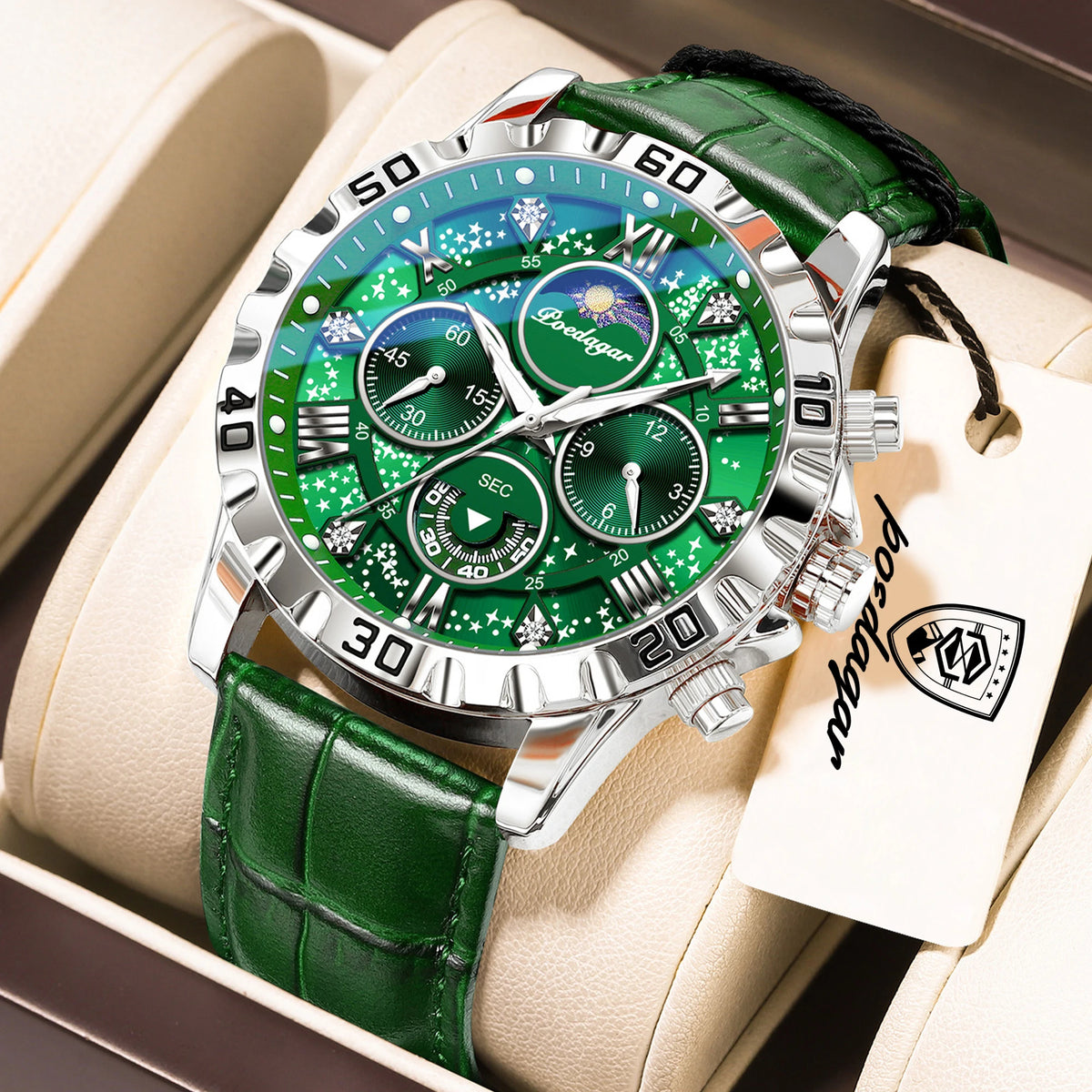 POEDAGAR Top Fashion Man Watch Waterproof Luminous Leather Business Men Wristwatch Chronograph Quartz Sports Men's Watches Reloj