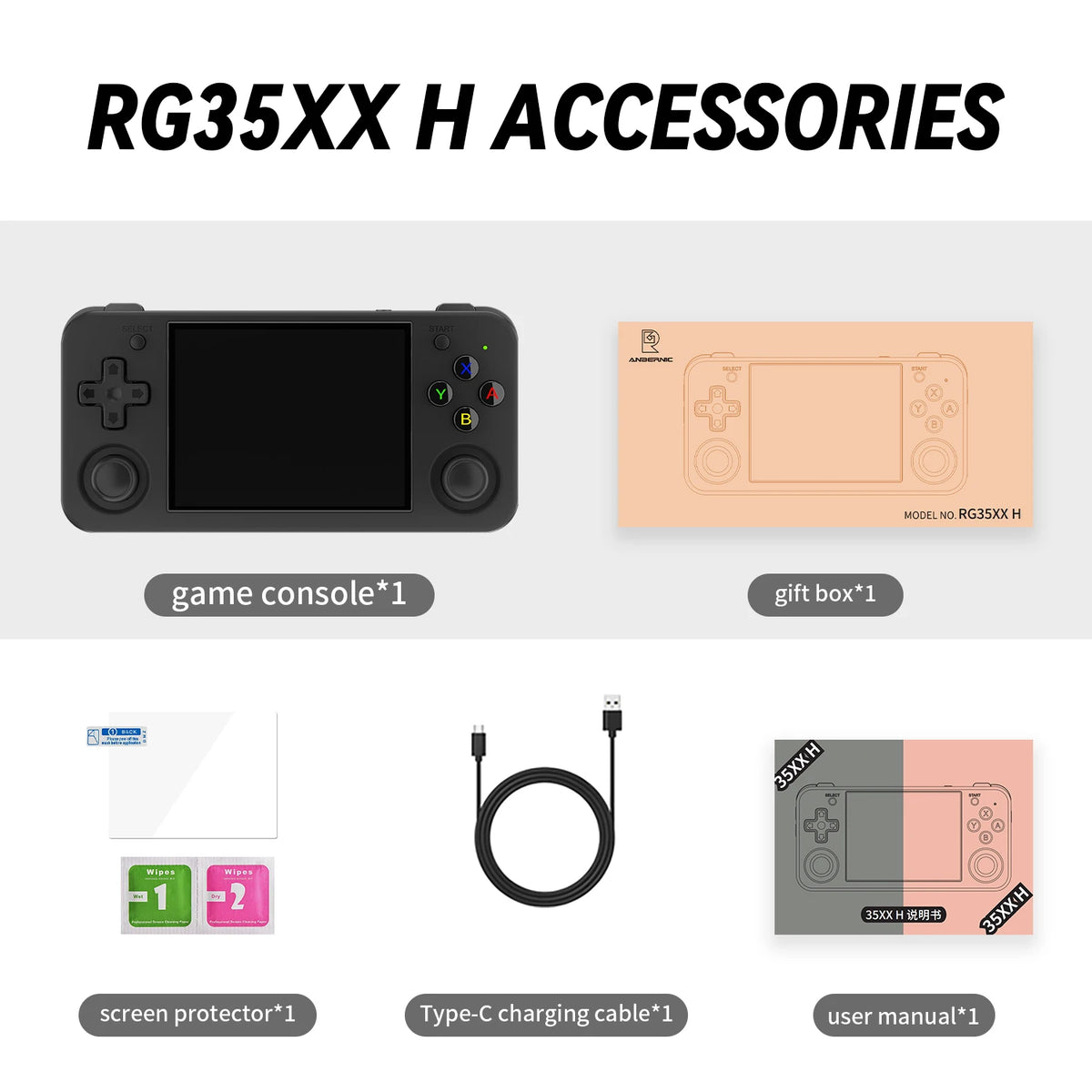 Anbernic RG35XX H Retro Handheld Gaming Console Dual Joystick Design 3.5-inch IPS Screen 3300 mAh Game Player HDMI-compatible