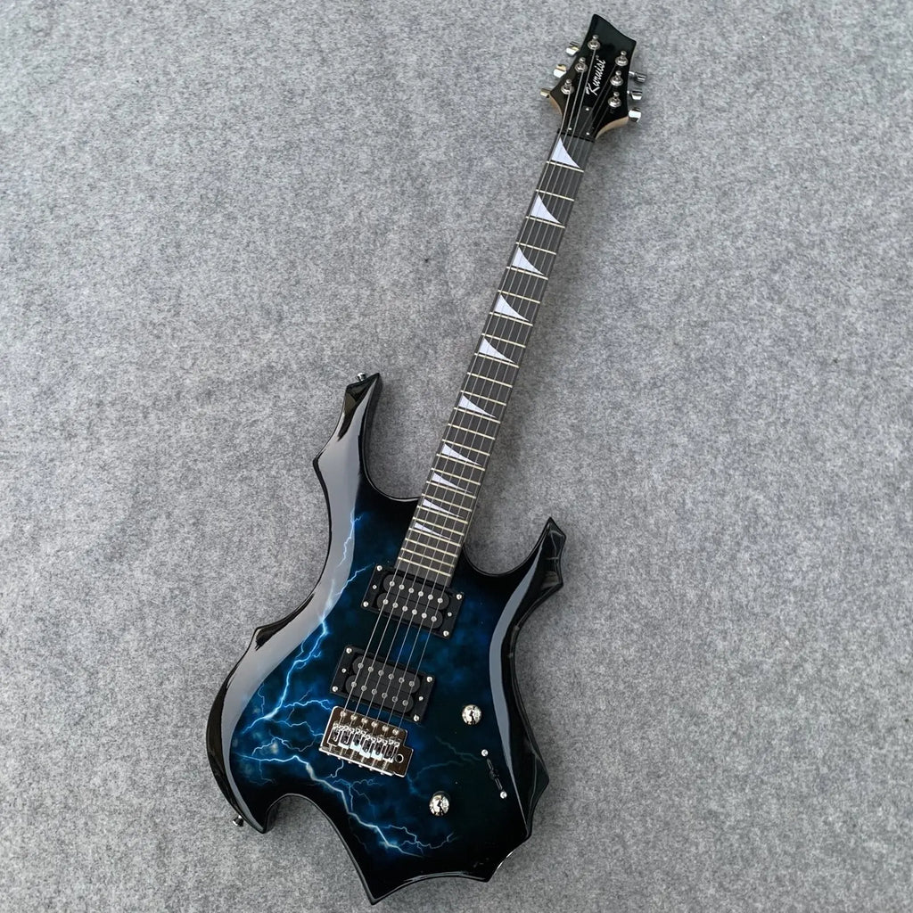 Guitarra eléctrica con gráfico Lightning Bolt llamativo: máquina de rock Eye-Candy, configuración profesional incluida