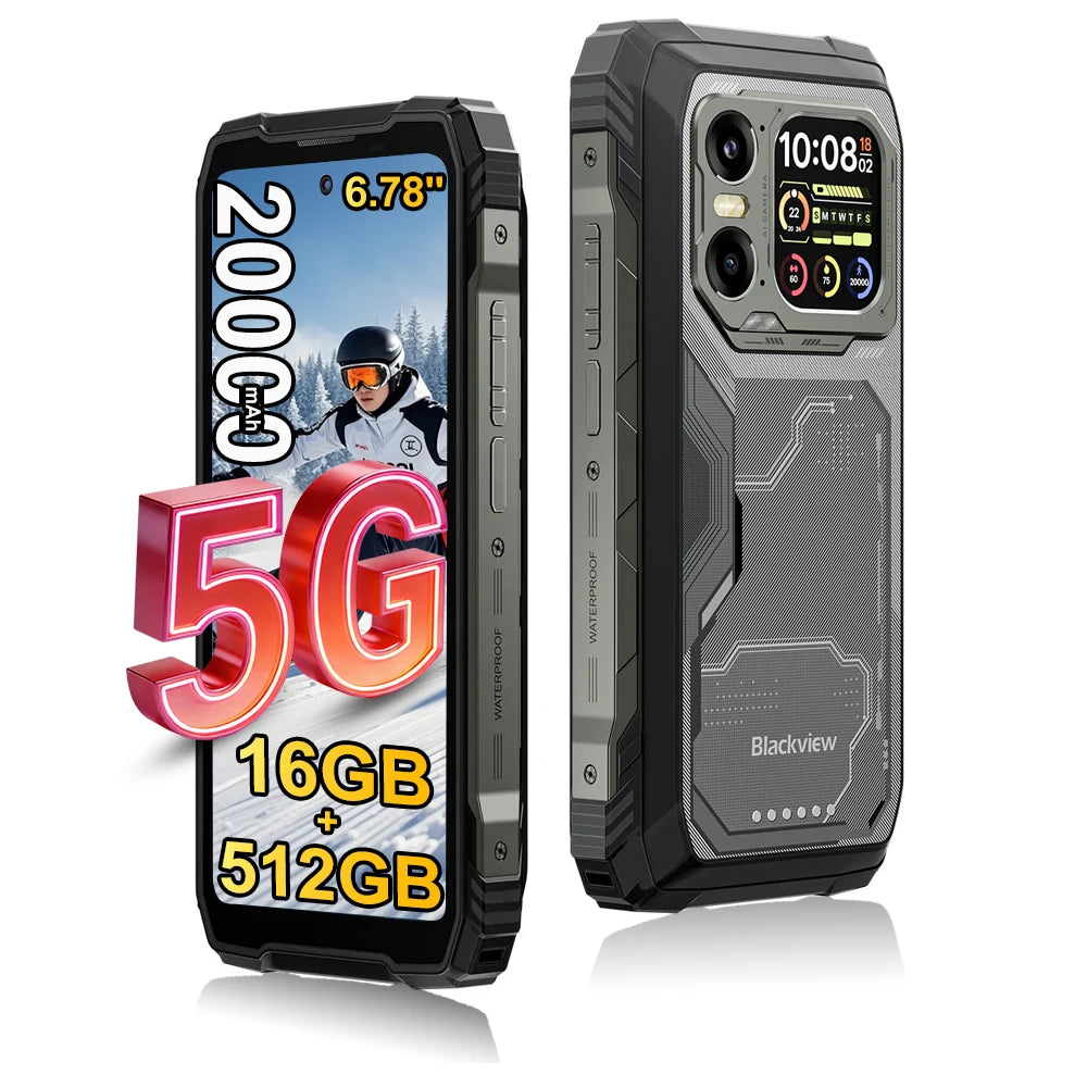 Blackview XPLORE 1 5G [No EU Charger] Rugged Smartphone 16GB+ 512GB /12GB+256GB 20000mAh Android15 6.78'' 2.4K 55W Mobile Phone