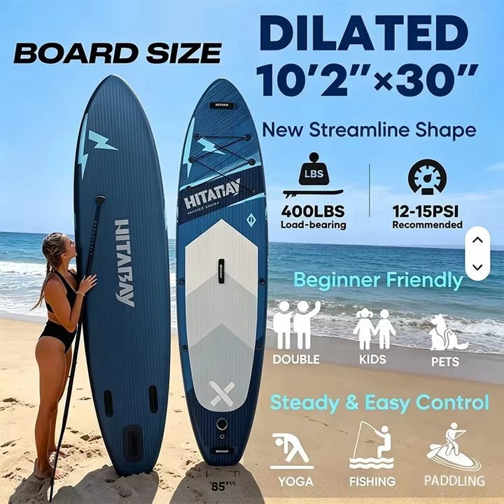 Tabla de Paddle Surf Inflable 310*81.5*13 cm, Antideslizante, Gran Estabilidad, con Accesorios Completos, Ligera y Fácil de Transportar, Ideal para Viajes Familiares, Yoga Acuático, Pesca, Apta para Principiantes