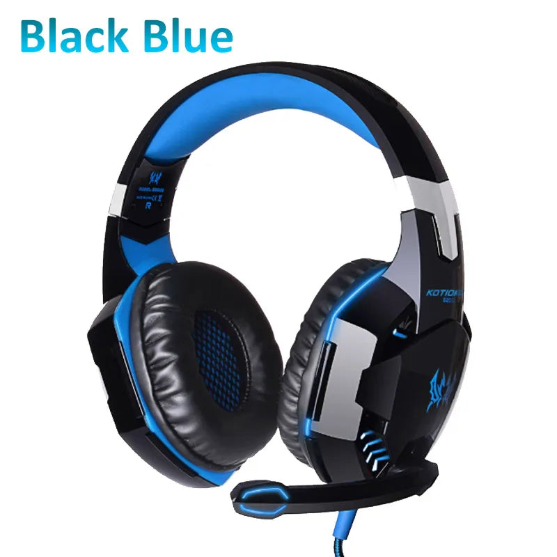 KOTION G2000 Gaming Casque Wired Headset Stereo Surround Sound Deep Bass LED Glow Headphone With Mic For PS5 PS4 Xbox Notebook