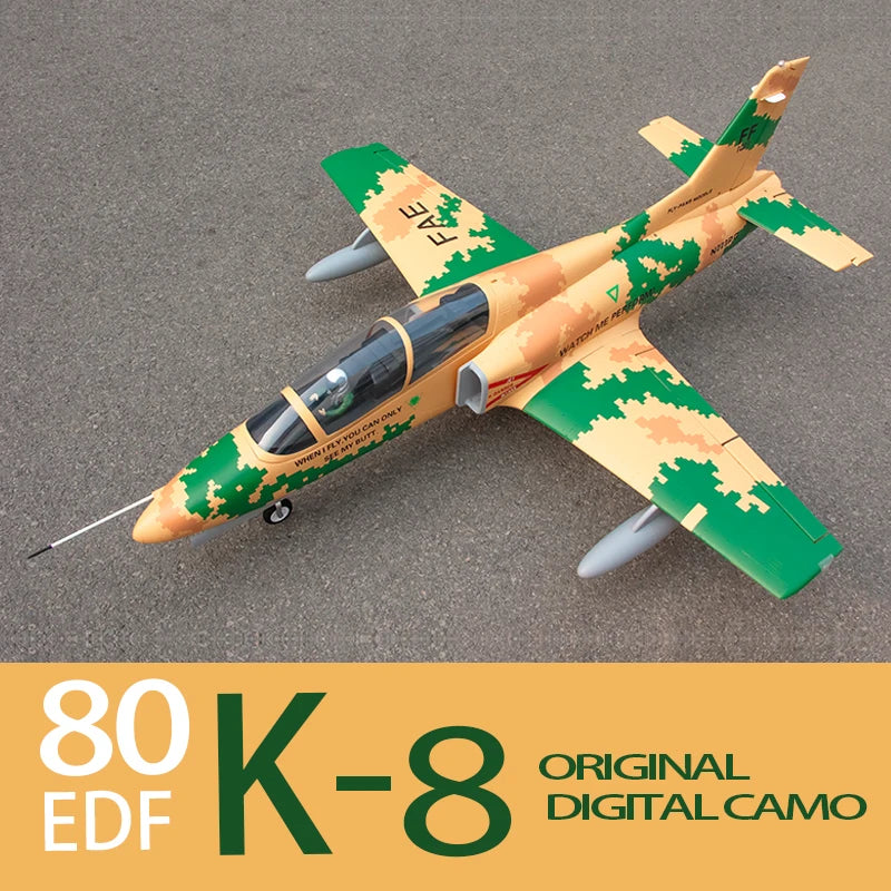 Avión a Control Remoto FlyFans Red Falcon/ Fuerza Aérea Egipcia/Camuflaje Digital K-8 80mm RC EDF Jet PNP/ KIT/ KIT con Servos, Versión de Modelo de Avión RC