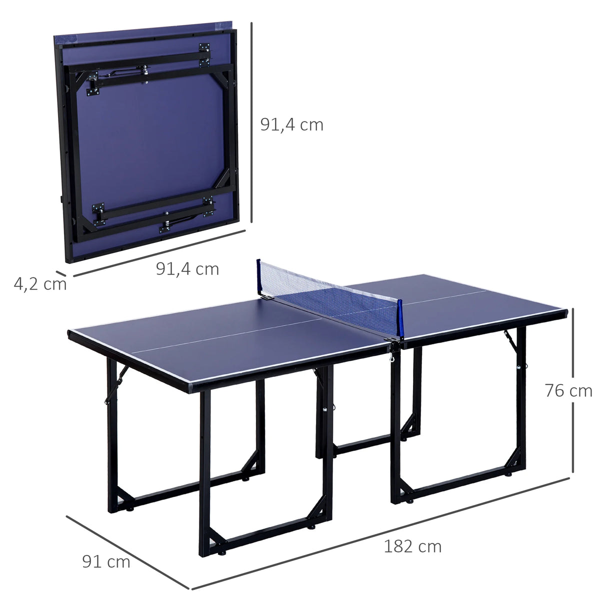 HOMCOM Mesa de Ping-Pong Plegable con Red 182x91x76 cm Azul